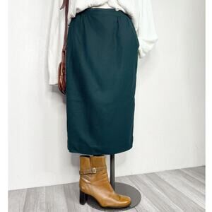 28.5 Waist Vintage Pendleton Wool Pencil Skirt Green Dark Academia USA Made